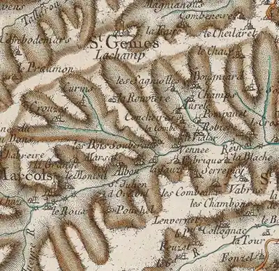 Albon d'Ardèche sur la carte de Cassini